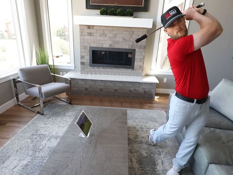 Golf in living room 
