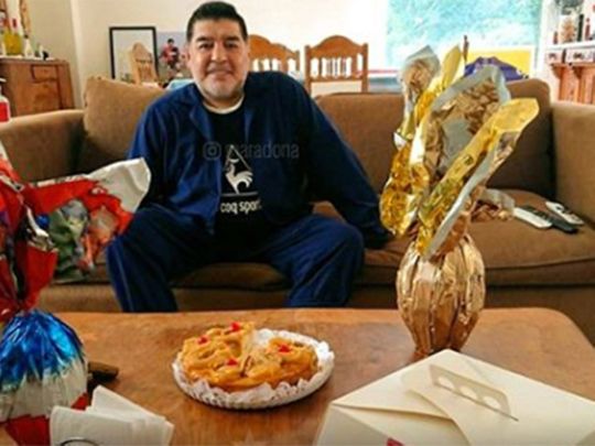 Diego Maradona at home