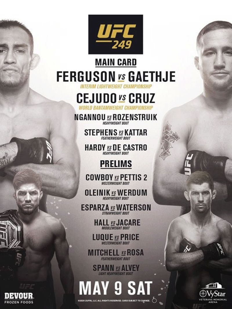 UFC May 9 showpiece is on with FergusonGaethje the headline act