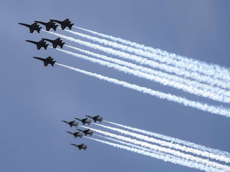 Military jets fly over US cities to salute frontline workers