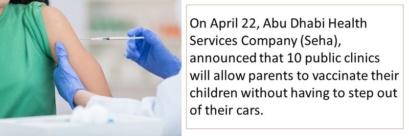 Children's vaccination is being offered through a drive-through service in the UAE