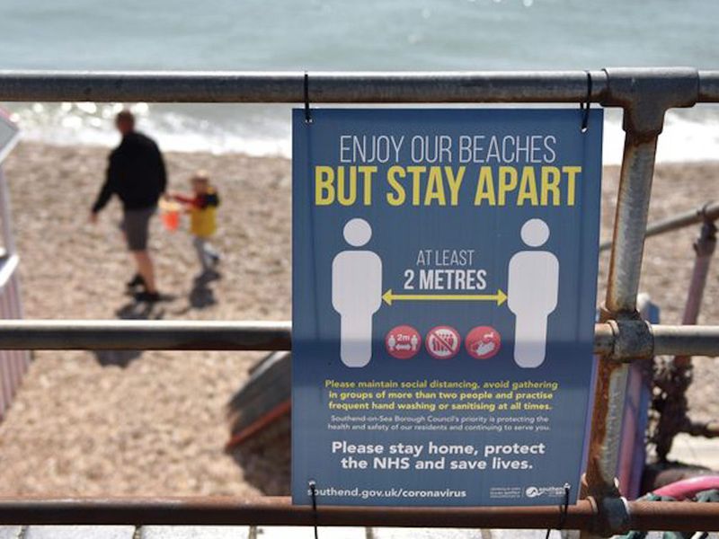 Visitors to Southend-on-Sea are being told to continue observing social distancing measures on the beach.