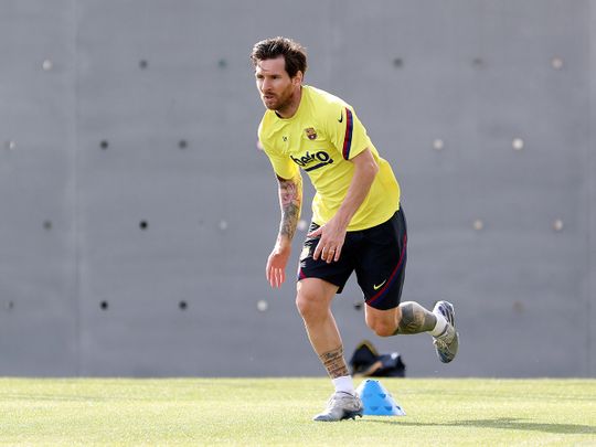  Lionel Messi trains in Barcelona, Spain