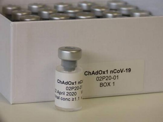 VIAL 1 OF BOX 1. This is the vaccine candidate to be used in Phase 1 clinical trial at the Clinical Biomanufacturing Facility (CBF) in Oxford, Britain, April 2, 2020. Picture taken April 2, 2020. Sean Elias/Handout 