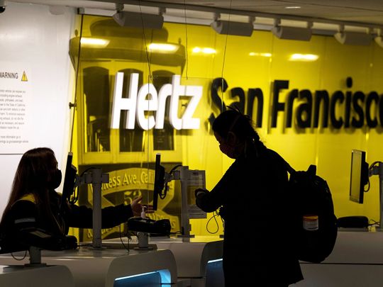 Hertz rental counter at San Francisco International Airport in San Francisco