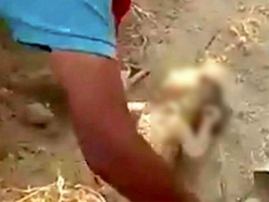 Disturbing videos and photos of the baby smothered in mud, went viral on social media