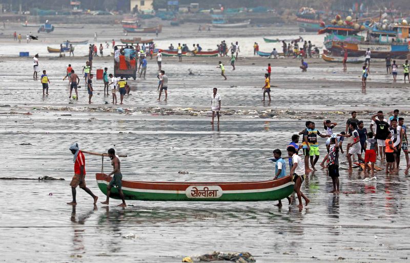 Fishermen take precautions by anchoring their boats at Uttan beach ahead of the Cyclone Nisarga, in Thane.