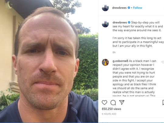 Drew Brees posted a video apology on Instagram
