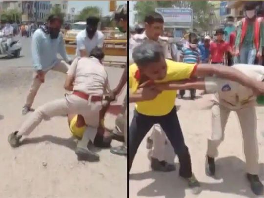 COVID-19 India: Cop pins down man using knee