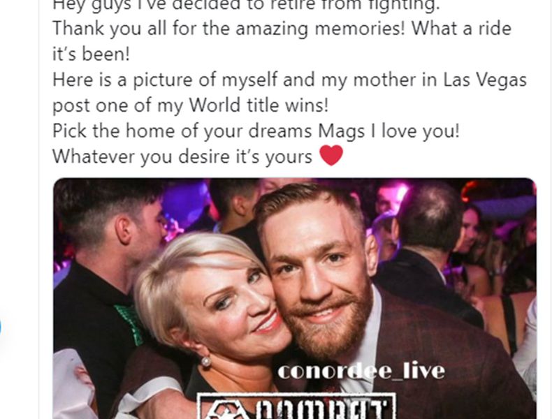 Conor McGregor tweeted his third retirement on Saturday night