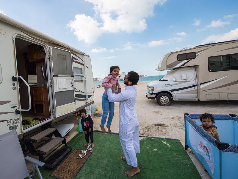 Look pre-COVID caravan camping life on Dubai beach