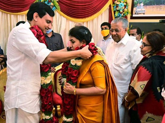 T. Veena, daughter of Kerala Chief Minister Pinarayi Vijayan, married Mohammad Riyas,