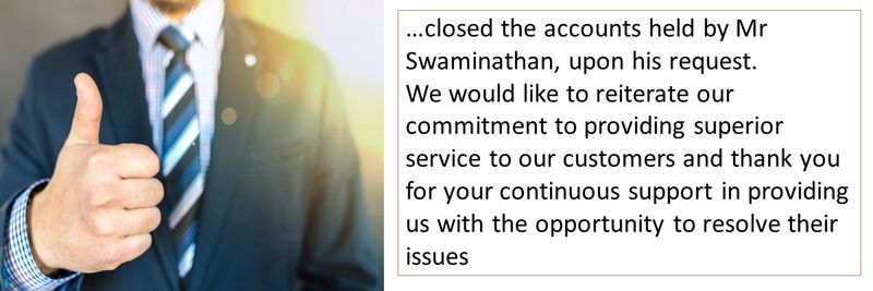 Complaint - Mr A. Swaminahan 