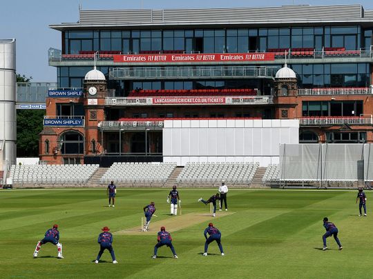 The West Indies play in a warm-up match at Old Trafford in Manchester
