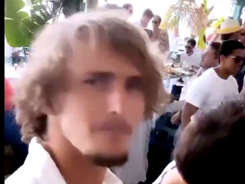 Zverev was spotted at a party