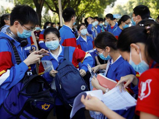 Beijing students exam national face masks China