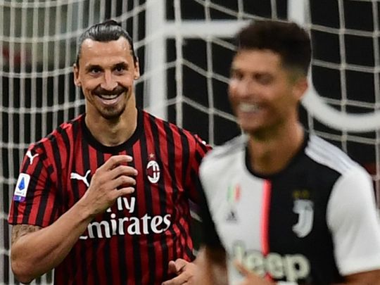 AC Milan's Zlatan Ibrahimovic  has a smile at Juventus' and Cristiano Ronaldo's expense.