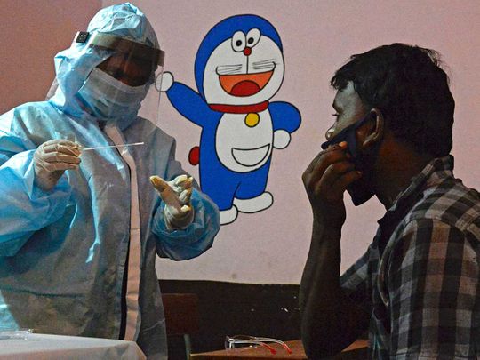 Health worker India PPE coronavirus testing Hyderabad