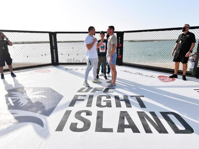 Robert Whittaker and Darren Till size each other up at Fight Island in Abu Dhabi