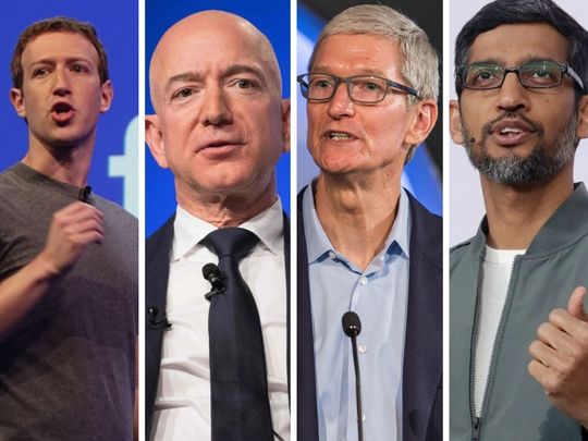 The four tech leaders — Mark Zuckerberg (Facebook), Jeff Bezos (Amazon), Tim Cook (Apple), and Sundar Pichai (Alphabet, the parent company of Google and YouTube) — will be allowed to appear virtually during Wednesday's congressional heaving if they wish.