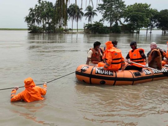 Assam flood villagers rescue
