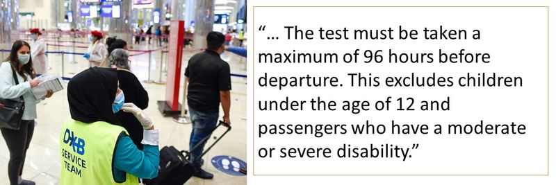 The test must be taken 96 hours prior to your flight