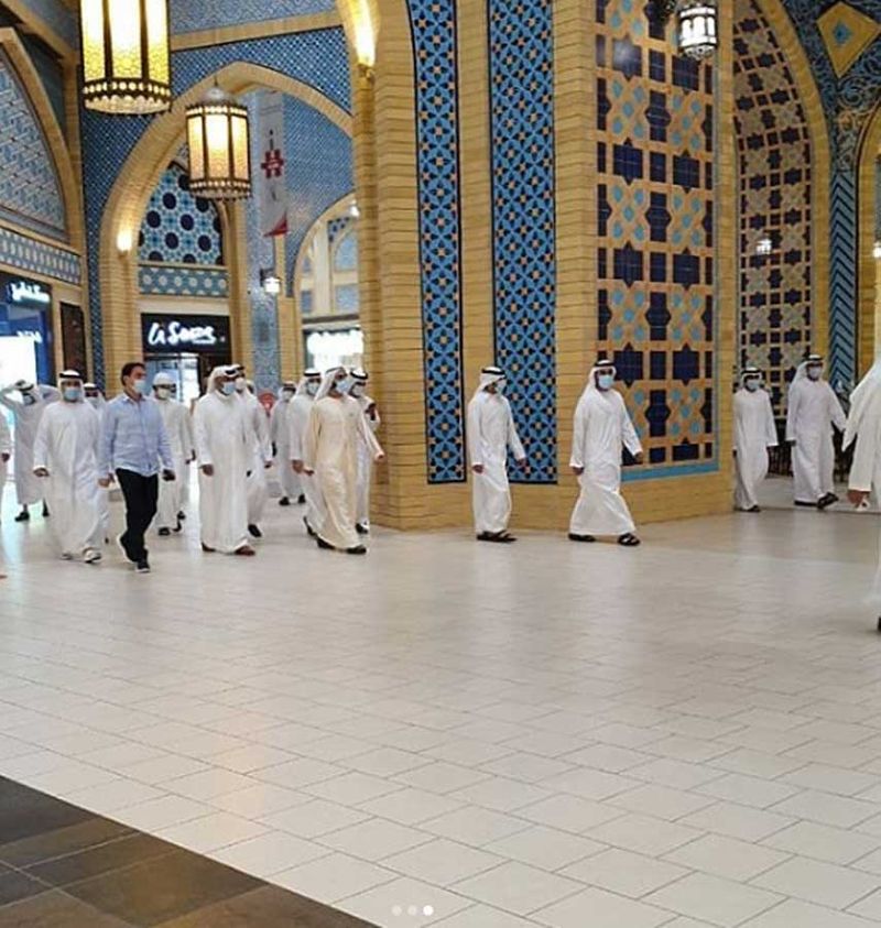 Sheikh Mohammed Bin Rashid with entourage at Ibn Battuta Mall in Dubai.  