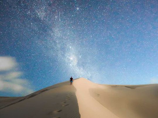 Starry night sky in the desert