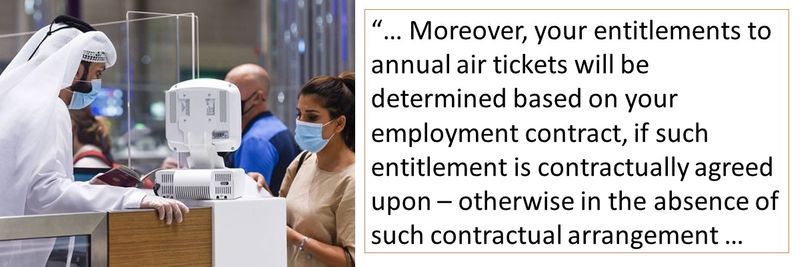 Entitlements like annual air tickets are determined based on contract