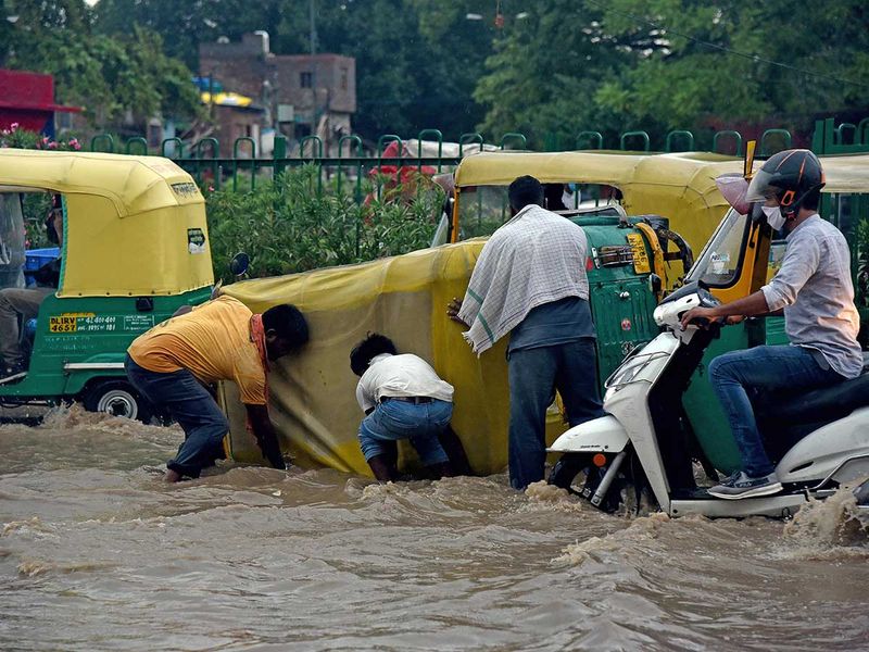 Floods rain Delhi India