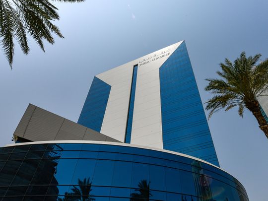 Stock Dubai Chamber of Commerce Office in Dubai. 
