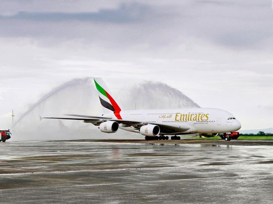 Emirates A380 made a one-off service to Clark International Airport on Wednesday, becoming the first commercial flight, utilizing the aircraft, to operate to the Luzon-based airport