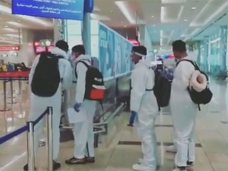 Rajasthan Royals players in Dubai Airport