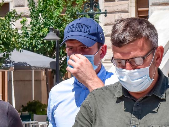 Harry Maguire leaves court in Greece