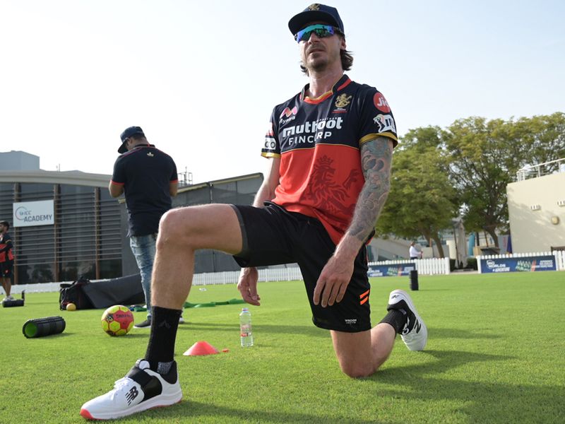 Royal Challengers Bangalore's Dale Steyn looks like he means business this season, as he limbers up during training ahead of IPL 13, where he is bidding to help his team win a first Indian Premier League title.