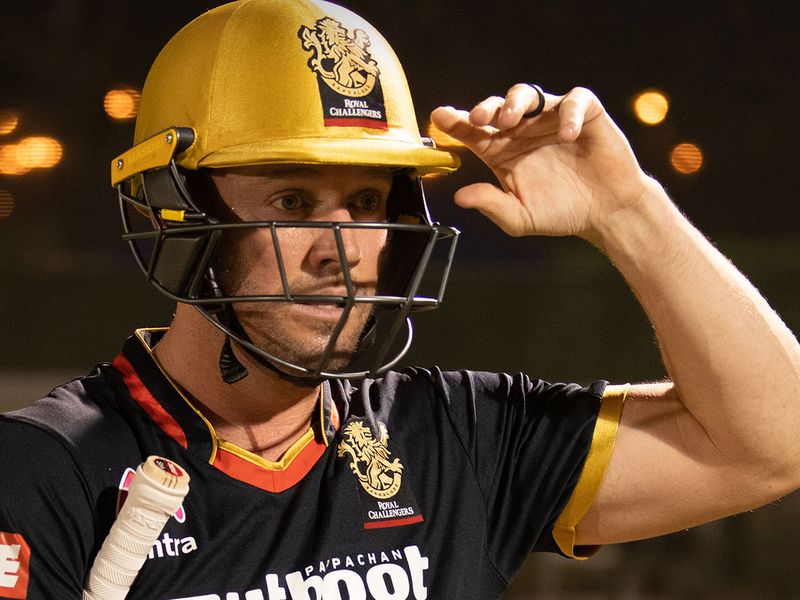 Royal Challengers Bangalore's AB De Villiers is all business during training.