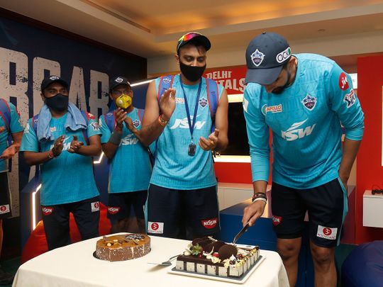 Ishant Sharma was presented with a cake by his Delhi Capitals' teammates.