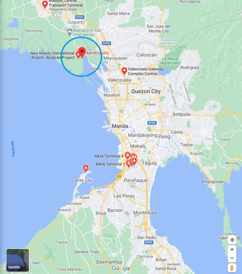 Location map of New Manila International Airport - Bulacan