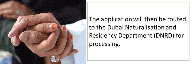 The application will then be routed to the Dubai Naturalisation and Residency Department (DNRD) for processing.