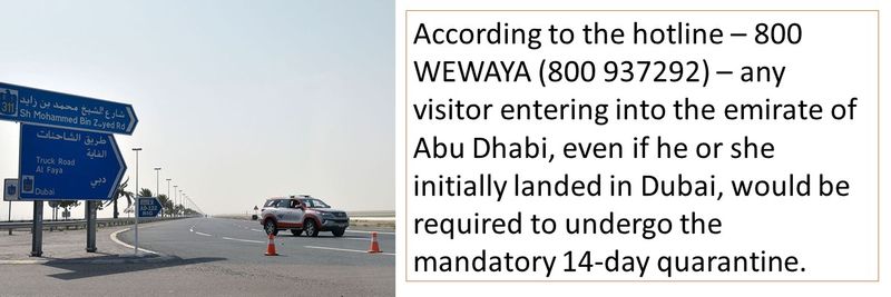 Quarantine from Dubai to Abu Dhabi