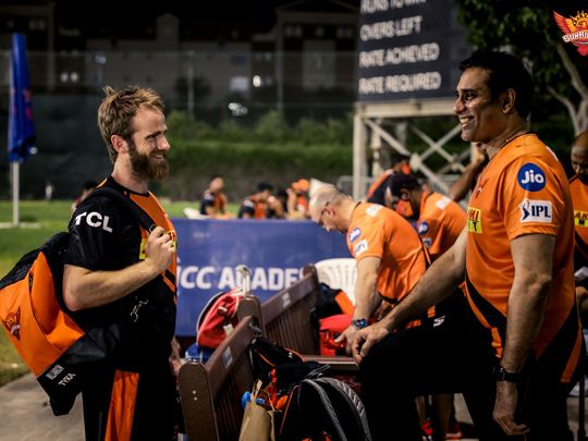 Kane Williamson arrived for his first training Sunrisers Hyderabad training session on Thursday night at the ICC Academy in Dubai.