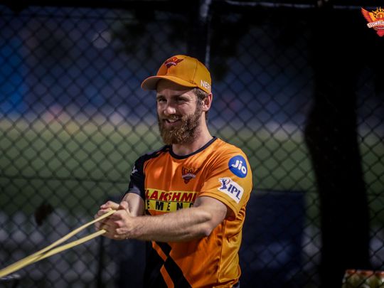 Kane Williamson in action in his first Sunrisers Hyderabad training session