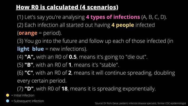 4 SCENARIOS: The simplicity of an R0 value – and its corresponding interpretation in relation to infectious disease dynamics – masks the complicated nature of this metric..