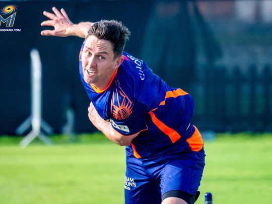 Trent Boult in action for Mumbai Indians