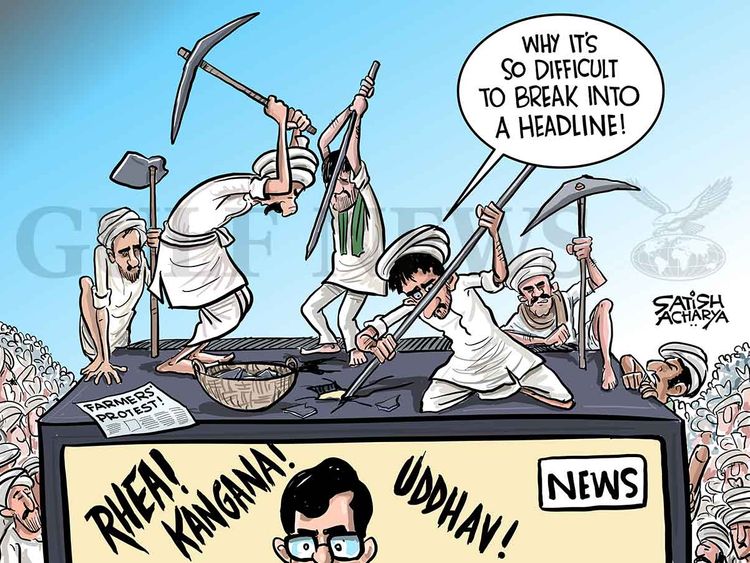 Cartoon from Satish: India ignores real issues | Cartoons – Gulf News