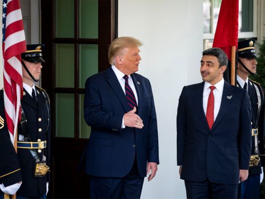 US President Donald Trump welcomes Sheikh Abdullah Bin Zayed Al Nahya