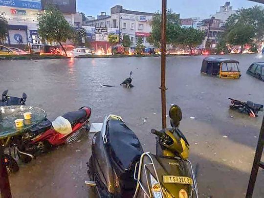 Hyderabad waterlogged rain flood