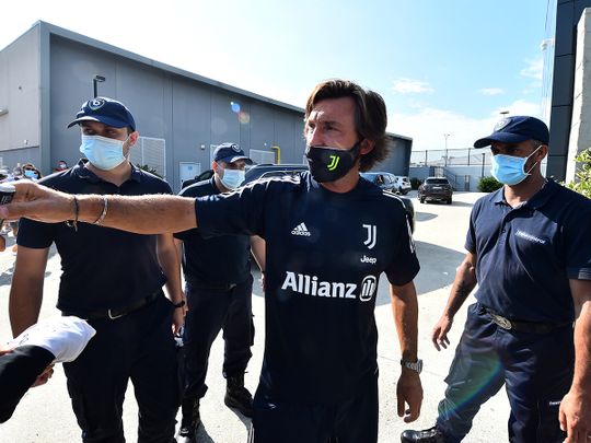  Juventus coach Andrea Pirlo arrives for training