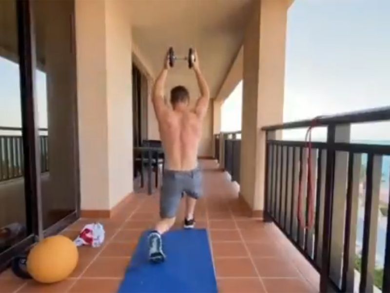 And Sunrisers Hyderabad skipper David Warner posted a video of himself hard at work on his hotel balcony.