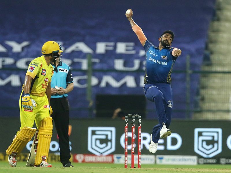 Jasprit Bumrah of Mumbai Indians bowls during the match. 